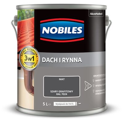 Farba akrylowa Dach i Rynna Szary Grafitowy RAL 7024
 5 l Nobiles
