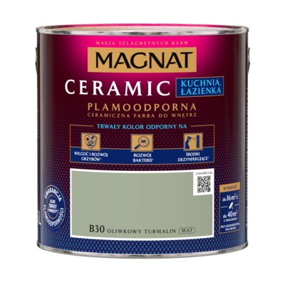 Farba ceramiczna MAGNAT KitchenBathroom oliwkow turmalin B30 2,5 l