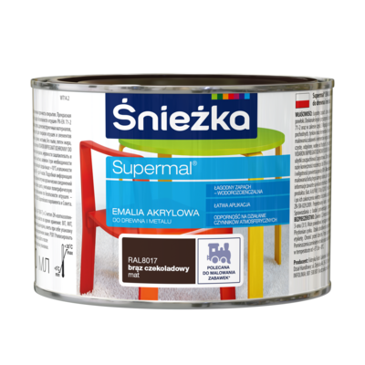 Farba emaliowa Supermal akrylowy RAL8017 Brąz Czekoladowy mat 0,4 l Śnieżka