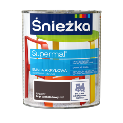 Farba emaliowa Supermal akrylowy RAL8017 brąz czekoladowy mat 0,8 l Śnieżka