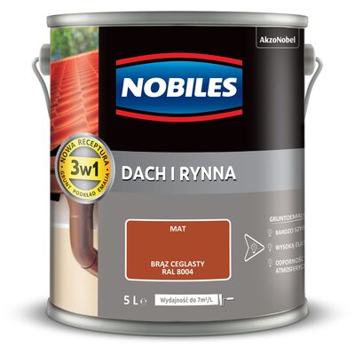 Farba akrylowa Dach i Rynna Brąz ceglasty RAL 8005 5 l Nobiles