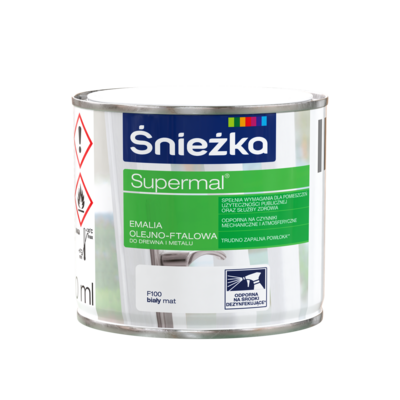 Farba emaliowa olejno-ftalowa Supermal matowy biały F100 0,2 l
