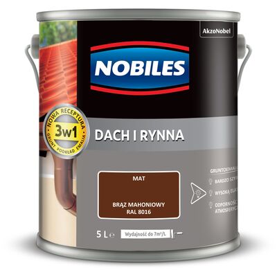 Farba akrylowa Dach i Rynna Brąz Mahoniowy RAL 8017 5 l Nobiles