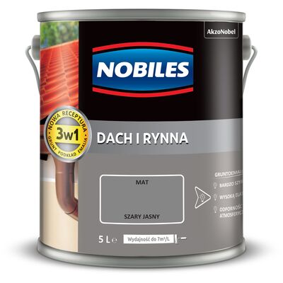Farba akrylowa Dach i Rynna Szary Jasny 5 l Nobiles