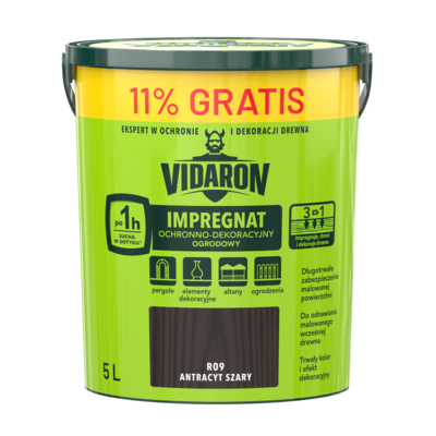 Impregnat Ochronno-Dekoracyjny Ogrodowy antracyt szary R09 5 l VIDARON