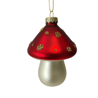 Bombka szklana grzybek 10 cm czerwony, biały