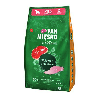 Karma dla psa wołowina/królik M 3 kg Pan Mięsko