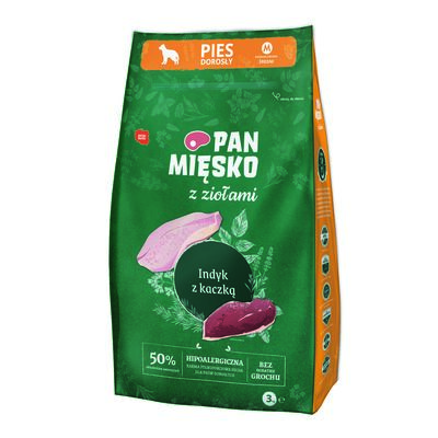Karma dla psa indyk/kaczka M 3 kg Pan Mięsko