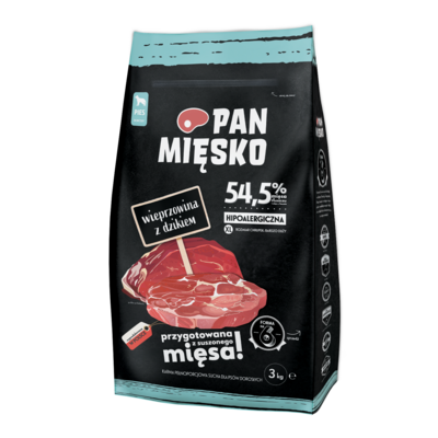 Karma dla psa wieprzowina/dzik XL 3 kg Pan Mięsko