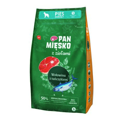Karma dla psa wołowina/tuńczyk S 3 kg Pan Mięsko