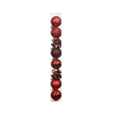 Bombki plastikowe mix 3,8 x 3,8 x 30,4 cm czerwony 10 szt.