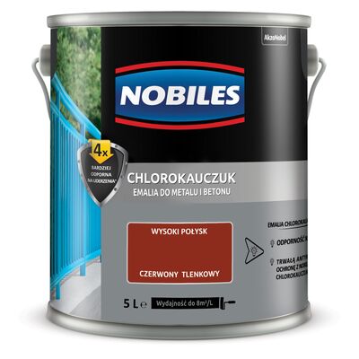 Farba chlorokauczukowa Chlorokauczuk Czerwony Tlenkowy 5 l Nobiles