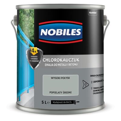 Farba chlorokauczukowa Chlorokauczuk Popielaty Średni 5 l Nobiles