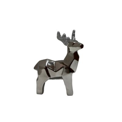 Figurka ceramiczna renifer 15,3 cm srebrny