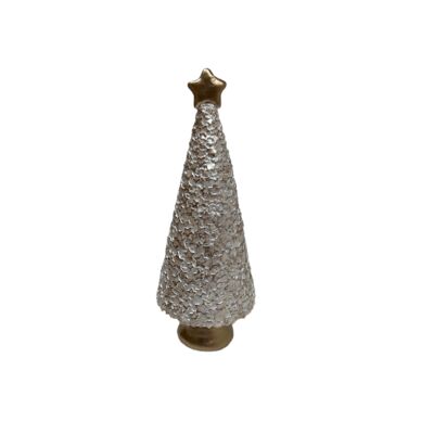 Dekoracyjna figura choinka 27,5 cm biało-złoty