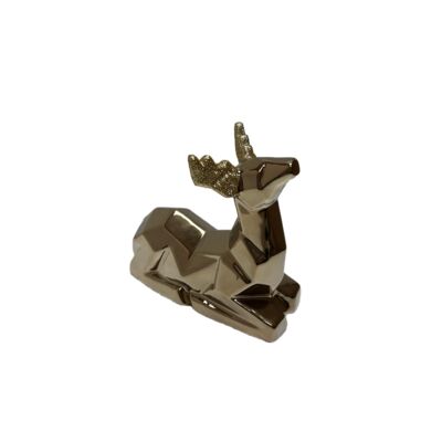 Figurka ceramiczna renifer 12,2 cm złoty