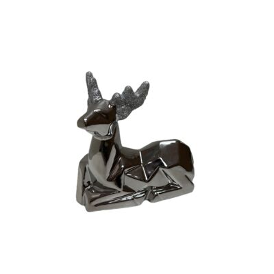 Figurka ceramiczna renifer 14,1 cm srebrny