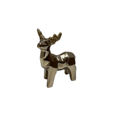 Figurka ceramiczna Renifer 13 cm złoty