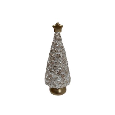 Dekoracyjna figura choinka 21 cm biało-złoty