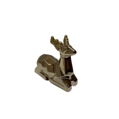 Figurka ceramiczna renifer 10 cm złoty
