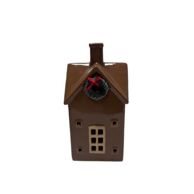 Ceramiczny domek 23,5 cm brązowy