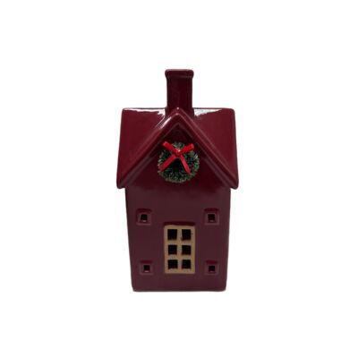 Ceramiczny domek 19 cm czerwony