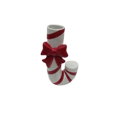 Wazon ceramiczny laska cukrowa 30 cm czerwono-biały