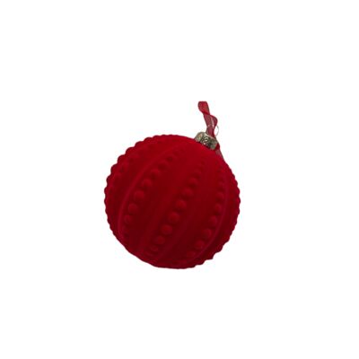 Bombka flokowana plastikowa 8 cm czerwony