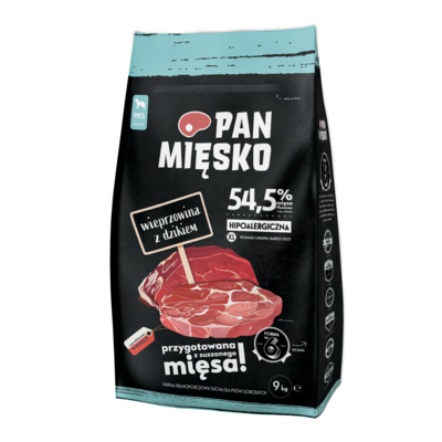 Karma sucha dla psa wieprzowina/dzik XL 9 kg PAN MIĘSKO