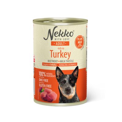 Karma mokra dla psa 400 g adult indyk/burak/ostropest NEKKO