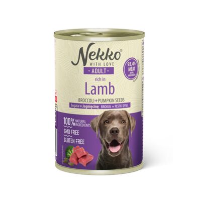 Karma mokra dla psa 400 g adult jagnięcina/brokuł/pestki dyni NEKKO
