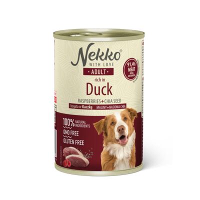 Karma mokra dla psa 400 g adult kaczka/maliny/nasiona chia NEKKO