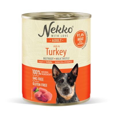 Karma mokra dla psa 800 g adult indyk/burak/ostropest NEKKO