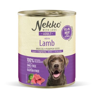 Karma mokra dla psa 800 g adult jagnięcina/brokuł/pestki dyni NEKKO
