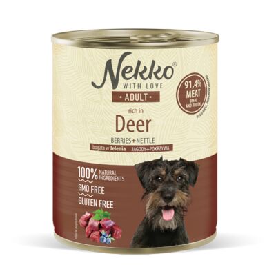 Karma mokra dla psa 800 g adult jeleń/jagody/pokrzywa NEKKO