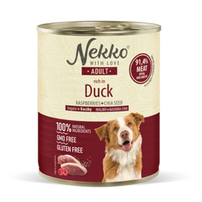 Karma mokra dla psa 800 g adult kaczka/maliny/nasiona chia NEKKO