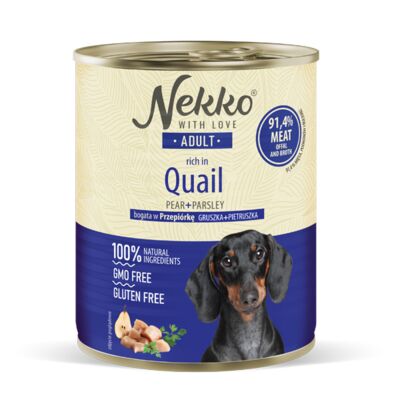 Karma mokra dla psa 800 g adult przepiórka/gruszka/pietruszka NEKKO