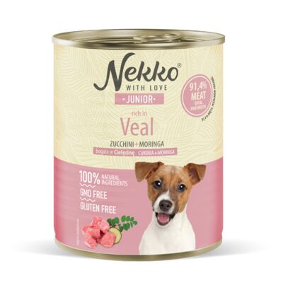 Karma mokra dla psa 800 g junior cielęcina/cukinia/moringa NEKKO