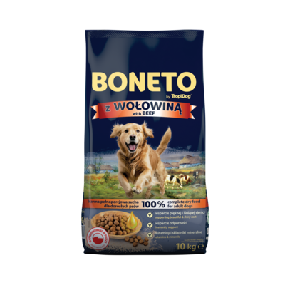 Karma sucha dla psa adult with beef 10 kg TropiDog Boneto