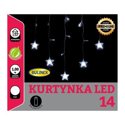Kurtyna gwiazdki 14 LED zimny biały bateria Bulinex