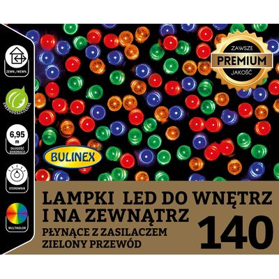 Lampki choinkowe płynące 140 l zasilacz z dodatkowym gniazdem BULINEX