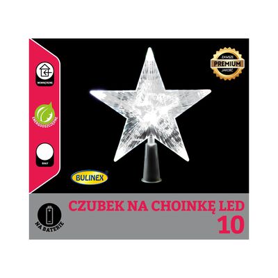 Czubek na choinkę gwiazda 10 LED zimny biały 16 cm Bulinex