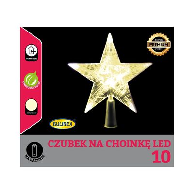 Czubek na choinkę gwiazda 10 LED ciepły biały 16 cm Bulinex