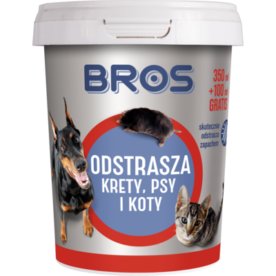 Odstrasza krety, psy i koty 350 ml + 100 ml gratis BROS