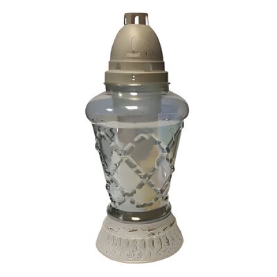 Znicz szklany wkład parafinowy LW Z-825 tęczowy 26 cm CIECIERSKI