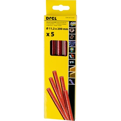 Wkład klejowy pistoletowy brokatowy 11,2 x 200 mm czerwony, komplet: 5 sztuk Condor