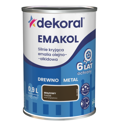 Emalia olejno-alkidowa EMAKOL Brązowy 0,9 l Dekoral
