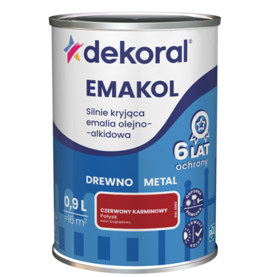 Emalia olejno-alkidowa EMAKOL Czerwony karminowy 0,9 l Dekoral