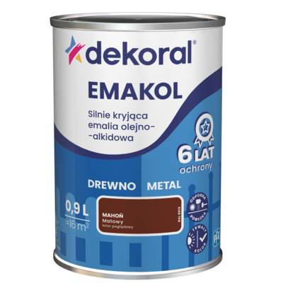 Emalia olejno-alkidowa EMAKOL Mahoń matowy 0,9 l Dekoral