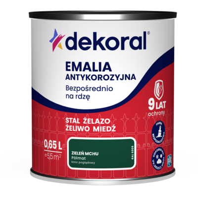 Emalia antykorozyjna Bezpośrednio na rdzę Zieleń mchu półmat 0,65 l Dekoral